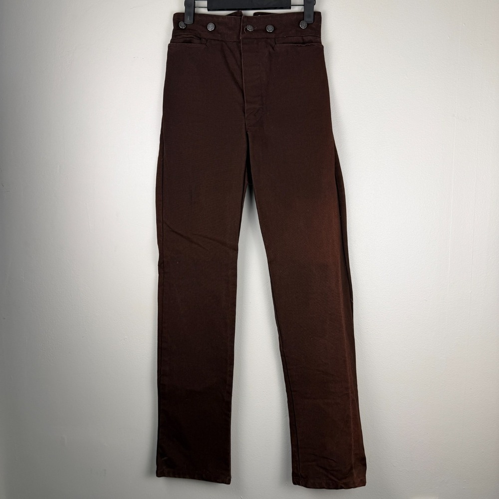 Wah Maker Frontier Pants Women 26 (26x32.5) Brown Canvas Straight Leg Button-Fly